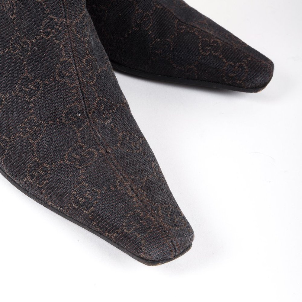 *SOLD* Gucci GG Monogram Canvas Espresso Brown Boots - Picture 6 of 12